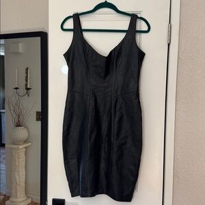 Black genuine leather dress